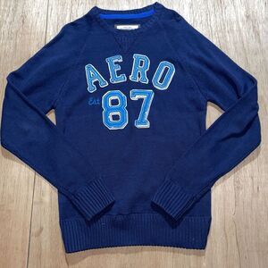 Aeropostale Mens  Crew Neck‎ Large Embroidered Logo Pullover Knit Sweater Sz L